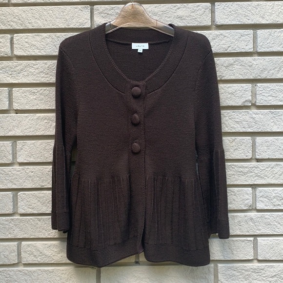 Laura Knit Cardigan Brown Size Medium - Picture 1 of 8